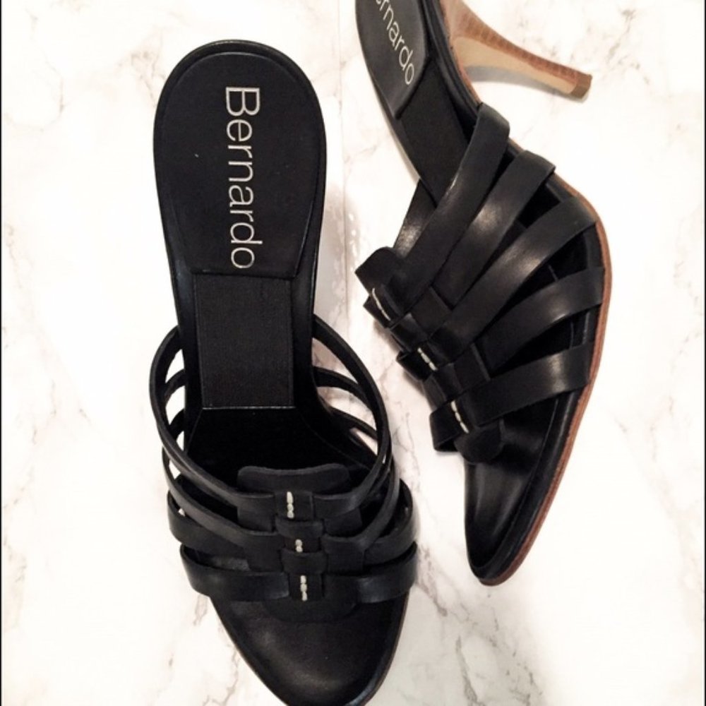 Bernardo Slide On Strappy Sandals, Stacked Heel, 6